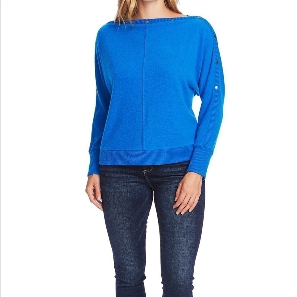 Vince Camuto Snap Trim Dolman Sweater Pullover S v6x